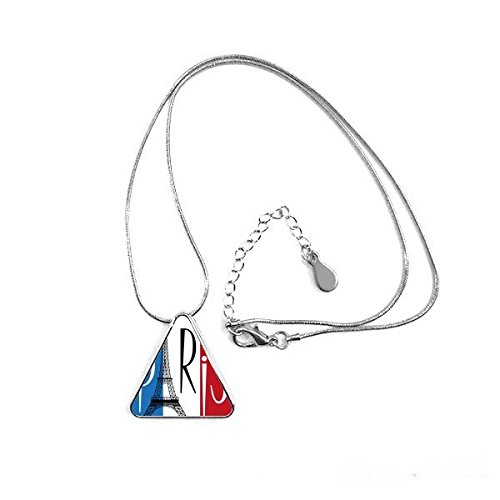 Collier haut-lieu touristique France avec pendentif triangle et illustration artistique