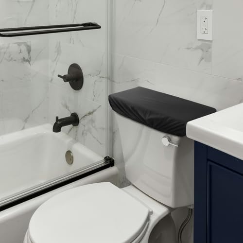 OXDFK Black Toilet Tank Lid Cover, Toilet Tank Cover with Elastic Bottom, Replacement Universal Toilet Tank Lid Cover, for Bathroom Decor Accessories, Washable