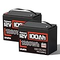 HumsiENK Lithium Battery 12V 100Ah LiFePO4 2Pack, 15000 Deep Cycles Solar Battery with Low-Temp Protection Built-in 100A BMS BCI Group 24 for RV Marine Trolling Motor Off-grid Living