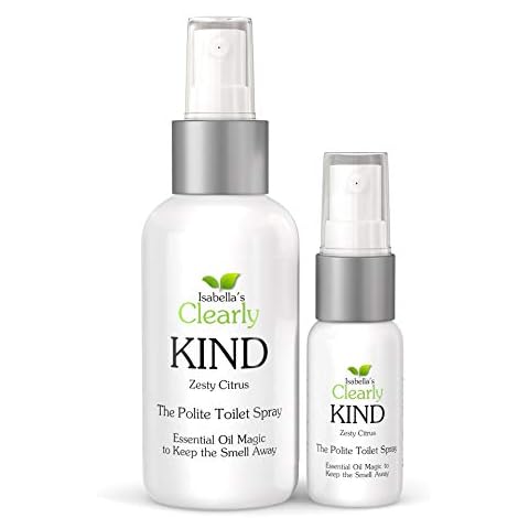 Clearly Kind, The Polite Odor Eliminator"Before You Poop" Toilet Spray | Essential Oil Magic to Keep The Smell Away | 60ml for Bathroom + 10ml for Travel (Zesty Citrus) Cover
