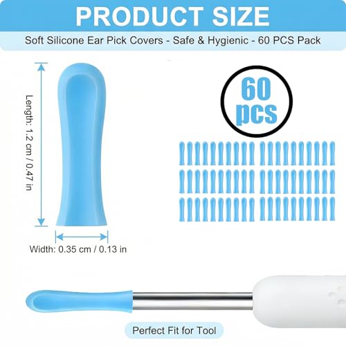 60Pcs Silikon-Ohrreiniger-Kopf für Ohrenschmalz Entferner,Ear Wax Removal Otoskop,Glatt Silikon Ohrlöffel Ear Cleaner Zubehör Ersatzspitzen Sauger für Erwachsene Ohrensauger Ohrenschmalzentfernung (A)