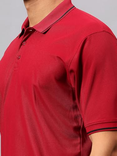 Image of Vector X Adults Mens Sports Wear Polyester Half Sleeves All Day Wear tee Shirt Polo T Shirt Detailing with Contrast Color Tipping on Sleeves & Collar for Casual Wear Regular Fit Tshirts