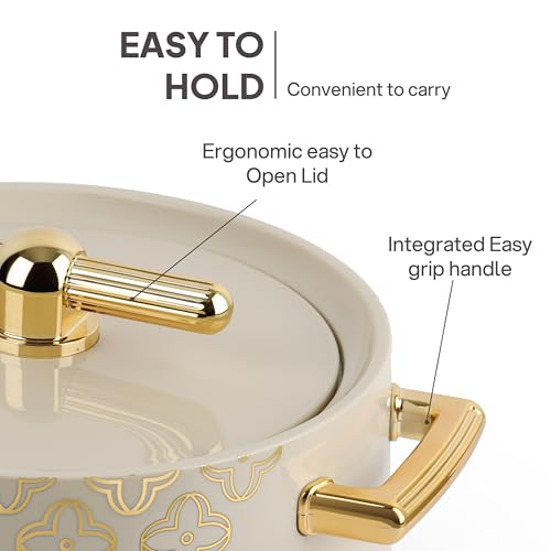 Image of CELLO Jewel NX Insulated Casserole Set of 3 Pcs (500ml, 1000ml, 1500ml) Beige | Double Wall Insulated Hot Pot Case Keeps Food Hot & Warm for Long Hours, Casserole Hot Pot Set for Roti, Chapati, Rice
