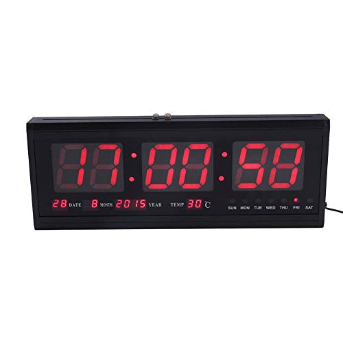 Reloj digital ZJchao, grande, con luz LED, para pared o escritorio, indica la temperatura y tiene calendario
