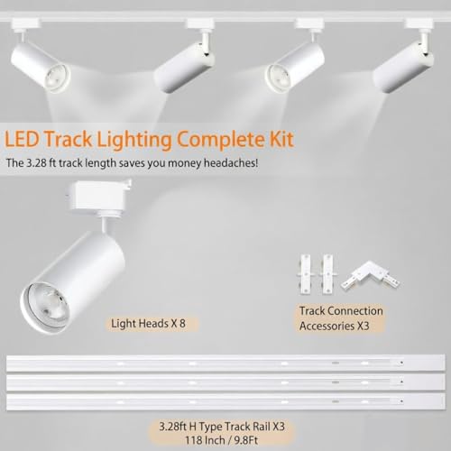 Plug in H Type LED Track Lighting Kits Dimmable Adjustable Angle Heads by Fiabtool - Used condition - Image 2
