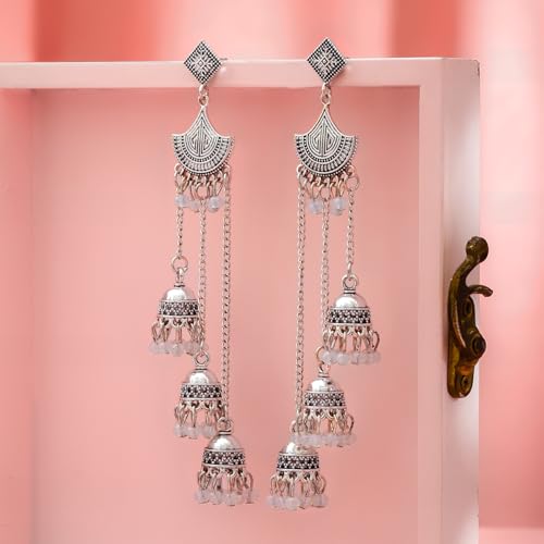 Image of Rubans Oxidised Jhumka Earrings Ghungroo Boho Statement Jewellery Gift for Women & Girls