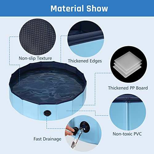Anoak Foldable Dog Pool, Plastic Pool For Dogs Portable Swimming Pool For Dogs, Pet Pool Bathing Tub For Dogs Cats With Brush, Storage Bag, Repair Patch And Glue #TOP1