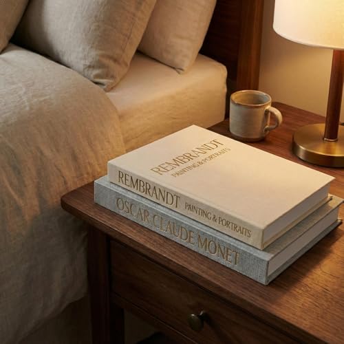 Aesthetic Decorative Books Set of 2 – Linen Faux Book