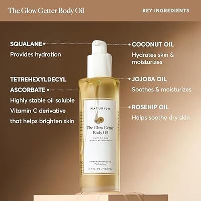 Naturium The Glow Getter Body Oil, Multi-Oil for Intense Nourishment, Hydrating & Moisturizing Formula, Vegan & Cruelty-Free, 3.4 oz