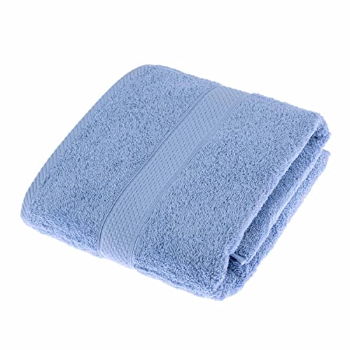 HOMESCAPES Light Blue Turkish Cotton Bath Towel Super Soft Thick & Absorbent 500 GSM Towel Heavy Weight for everyday Luxury