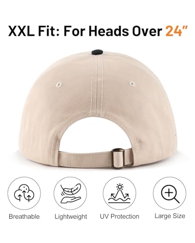 Image of XXL Baseball Cap For Big Heads, Soft Crown Washed Dad Hat, Oversized Denim Cap For Men Women Golf, Travel, Daily Wear