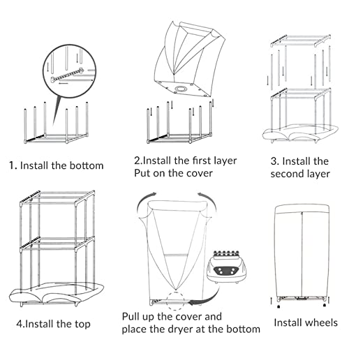 Lsoiup Clothes Dryer 1500W Portable Clothes Airer, 2/3 Tier Folding Electric Clothes Horse Rack Indoor, Foldable Energy Efficient Heated Clothes Dryer Indoor - Image 8