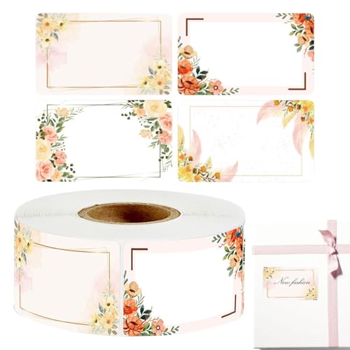 Paquete De Rollos De Pegatinas - Etiquetas Con Estampado De Flores, Pegatinas De Papel Para Hornear | Etiquetas Portátiles Para Tarros De Albañil, Elegantes Pegatina Para Especias, Suministros De