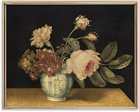 Vintage Still Life Wall Art - Antique Art Prints for Home Decor - Rustic Farmhouse Botanical Floral Wall Decoration for Kitchen, Dining Room - 11x14 inches, Ready to Frame (Potted Flowers)