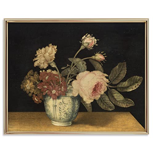 Vintage Still Life Wall Art - Antique Art Prints For Home Decor - Rustic Farmhouse Botanical Floral Wall Decoration For Kitchen, Dining Room - 11X14 Inches, Ready To Frame (Potted Flowers) #TOP8