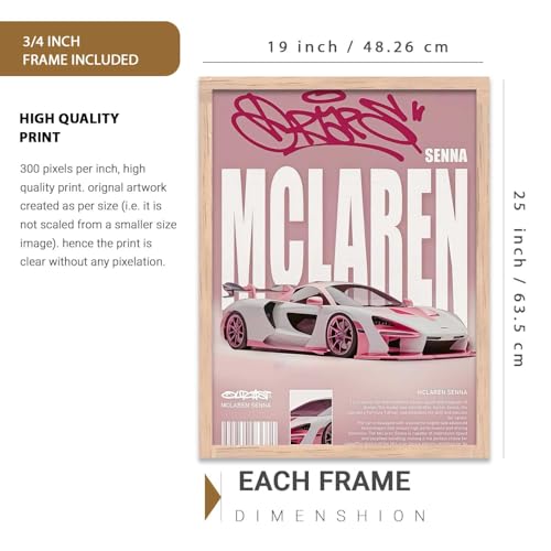 Image of kotart Big Sports Cars Framed Posters Gift Items for Boys Room Wall Decoration Bedroom Living Room Office Studio Decor | Car Poster Frame for Wall Decor Set Of 3 Size (19 X 25 inch)
