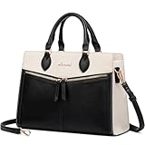 LOVEVOOK Womens Purses and Handbags, Pebbled Leather Black Purses for Women Crossbody Handbags Satchel Bag, Black/Beige