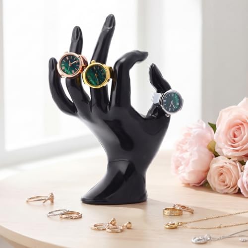 Landical 10 Pcs Finger Watches for Women Men Adjustable Metal Clock Rings Bulk with Elastic Band Creative Round Green Dial Quartz Finger Watches Jewelry Gifts — view 4