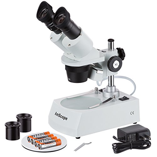 image for AmScope SE305R-PZ-LED Forward-Mounted Binocular Stereo Microscope, WF1