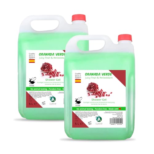 2 Gels douche Grenade Vitacab - Lot de Bidons 5L - Nettoyage doux et nourrissant pour la peau - Arôme fruité vivifiant - Formule hydratante au parfum frais - Grand format pratique pour usage quotidien