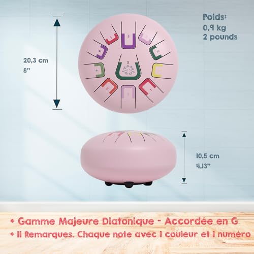Handpan en acier Tambú rose 8 pouces et 11 notes pour percussion - 2