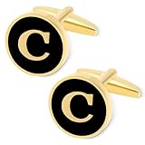 GWD Cufflinks for Men Personalized Black enamel Gold Silver Color Letter CuffLink Shirt Cufflinks (Gold-C)