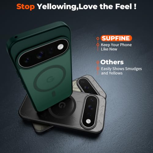 Image of SUPFINE Magnetic for Google Pixel 11 Pro Case - Forest Green | With Screen Protector,Translucent Matte,Built-in Magnets,Military Grade Drop Protection,Shockproof Phone Cover
