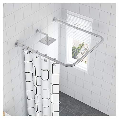 Teleskop-Duschvorhangstange aus Edelstahl, U-Form, 80 x 110 cm, Spannstange, kein Bohren erforderlich, ausziehbar für Bad und Bekleidungsgeschäft, verstellbar von 80 cm bis 110 cm
