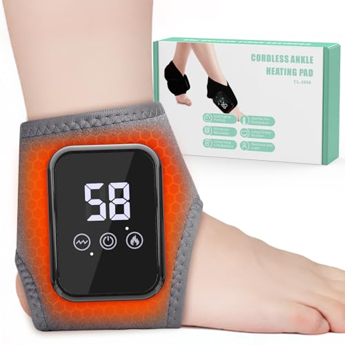 3 in 1 Foot Massager Rechargeable Ankle and Heel Massager Foot Massagers for Pain and Circulation Portable Cordless Therapy Foot Massagers with 3 Levels Massage Vibration 3 Heat Settings 1 Pack