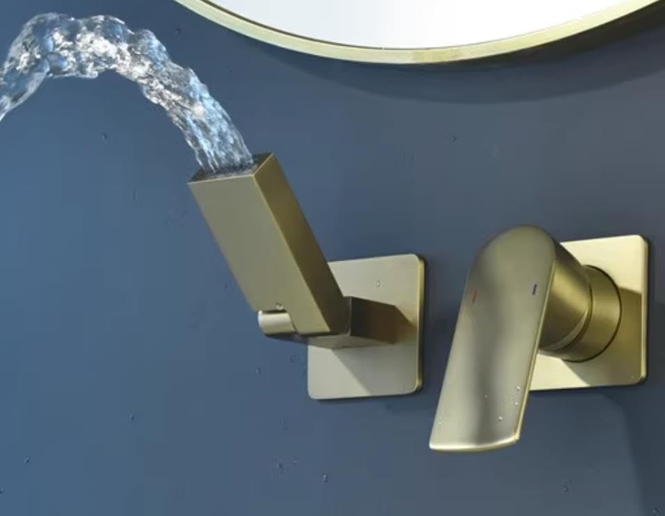 Robinet de lavabo encastrable mural noir mat avec bec pliable eau chaude et froide - 2
