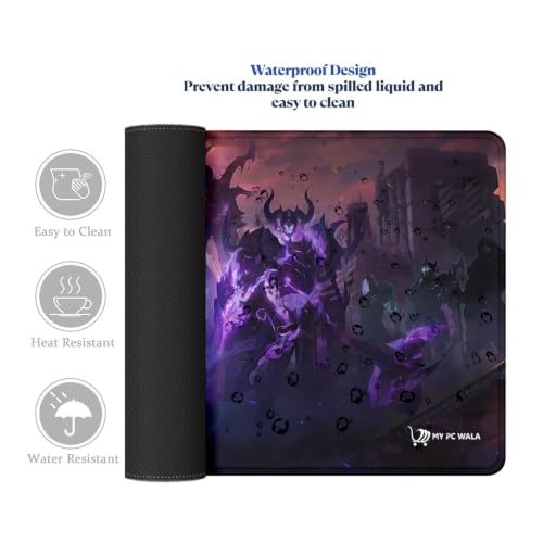 Image of MYPCWALA- Solo Leveling Jinwoo Desk Mat for Office & Gaming Waterproof, Anti-Slip Rubber Base, Scratch Resistant, Multi-Color Design for Students & Professionals (Long Large)