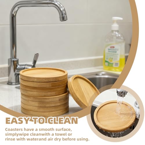 12 Stück Untersetzer Holz, Round Holzuntersetzer Bambus Untersetzers Mosaik Untersetzer Bastelset Klein Holztablett für DIY Mosaikzubehör Basteln Gläser Trinkbecher