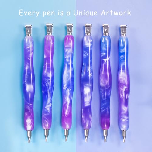 Image of Praise V Do Diamond Painting Art Drill Bead Dot Pick Pen Kit with Screw Stainless Steel Metal Tips Nibs Placers Roller Tool Accessories Ergonomic Stylus for 5D Diamond Paint Nail Art Purple Blue
