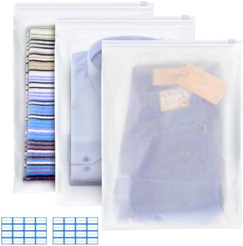 24 Piezas Bolsas Zip 40x60cm Plastico Bolsas Ropa Viaje Esmerilad...