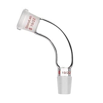 StonyLab Glass Distillation Adapter 105 Degree Bent with 19/22 Outer and Inner Joint