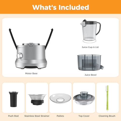 Image of NEWBULIG Centrifugal Juicer, 2.5 inch Feed Chute, Silver