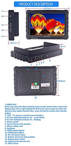 Lilliput 7 Inch A7S-B Black 1920X1200 Ips On Camera Monitor With 4K Hdmi Input Output Field Monitor For Dslr And Mirrorless Cameras With Free Gifts:mini Magic Arm Mount + Lp-E6 Plate+ 12V Ac Adapter #TOP7