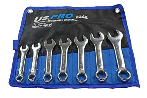 US PRO Tools 7pc SAE AF Stubby Combination Spanner Wrench Set 3/8 to 3/4-2248