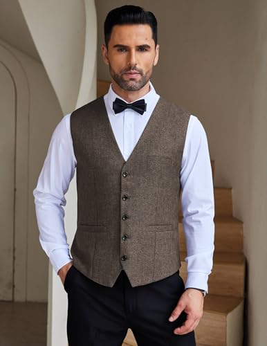man wearing a Tweed Vest, ideal for Business, Wedding or Prom