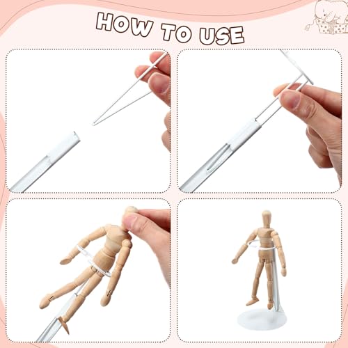 Image of Yaocom 12 Pcs Action Figure Stand Action Figure Display Holder with Expandable Waist Wire for 8 inch to 12 inch Model Bear Display Rack(White)