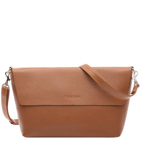 Sac à main porté épaule en cuir véritable Liva marron pour femmes