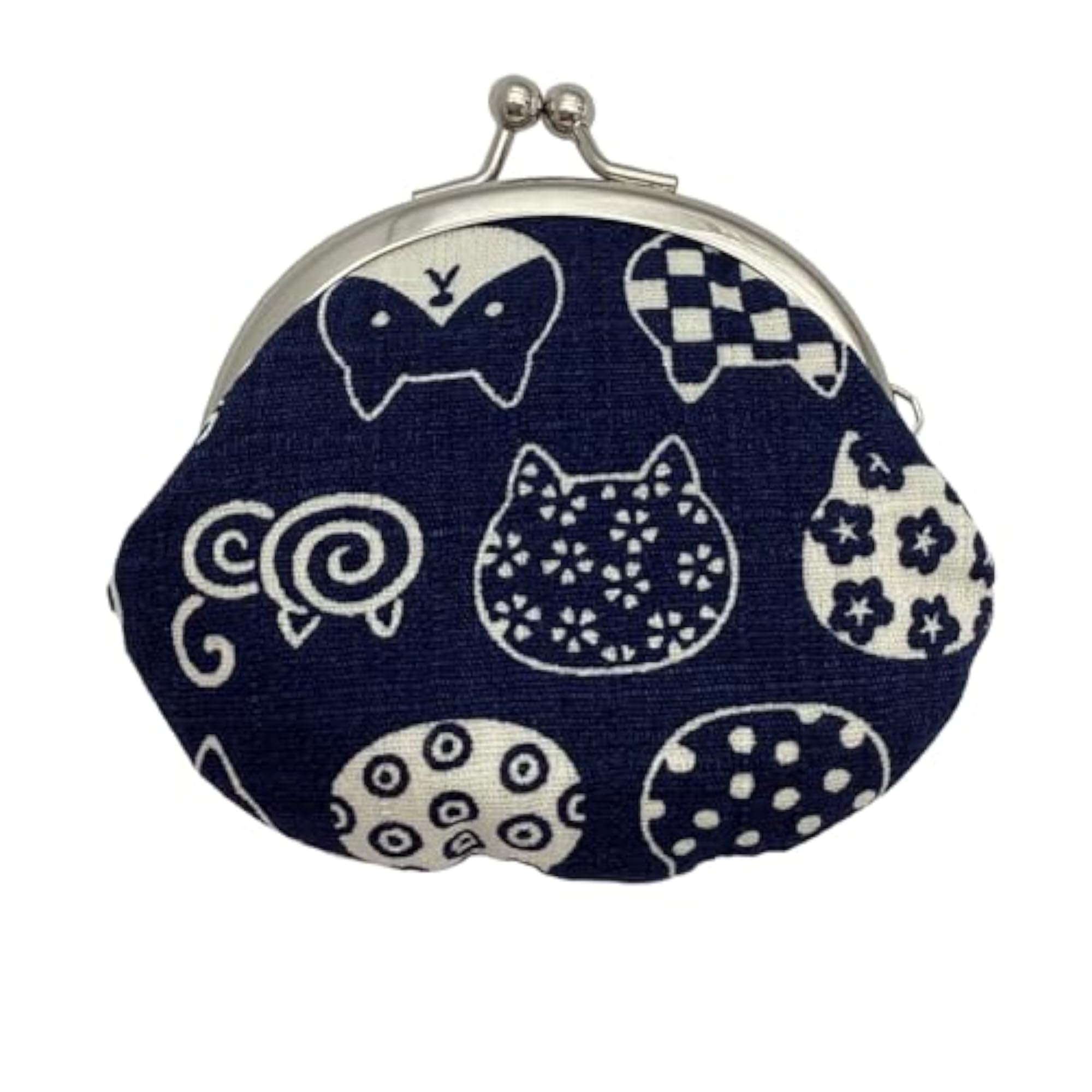 Cat Navy Blue Coin Purse, Cute Design, 2.6 Size