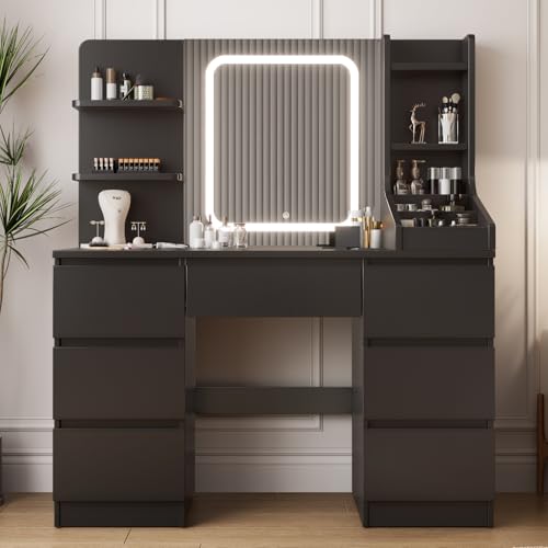 TRIUMPHKEY Dressing Table with LED Mirror and Drawers
