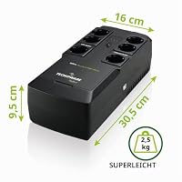 Tecnoware Power Systems UPS 800VA für PC/Modem, NICHT für Gaming/Konsole, ERA PLUS STRIP, 6 Schuko, Software, Schutz Stromausfall und Spannungsschwankungen für PC, Modem, Videoüberwachung, Kasse, NAS – Ansicht 3
