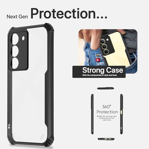 Image of Pikkme Crystal Clear Transparent Back Cover | Ultra Hyrbid | Full Camera Protection | Raised Edge | Bumper Case for Realme Narzo 80x 5G / Realme P3x 5G / Realme 14X 5G (Black)