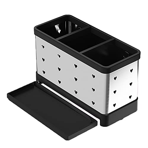 Besteckbehälter, Besteckhalter, Utensilienhalter Küche, Besteck Organizer, Edelstahl Küchenutensilien Organizer, Zur Aufbewahrung von Besteck und Kochgeschirr(Silber) Cover