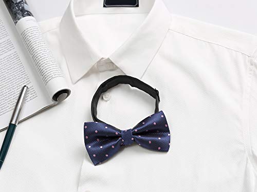 Allegra K Men's Pre-Tied Adjustable Polka Dots Neck Ties Tuxedo Work Party Prom Bowtie One Size Navy Blue Pink #TOP4