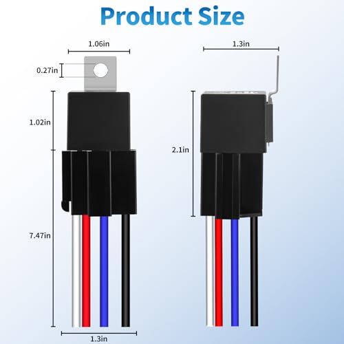 Ronybuy JD1912 Automotive Relay Switch Kit 4-Pin 40A 12V Relays with Harness Sockets 12&16 AWG Tinned Copper Wires, SPST 40 AMP Car Relay Kit, for Car Truck Van Motorcycle Boat, Pack of 2