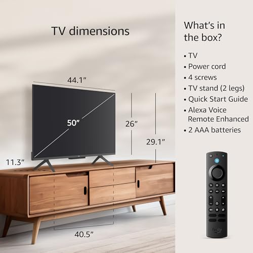 Image of Amazon Fire TV 50 inch Omni QLED Series 4K UHD smart TV, Dolby Vision IQ, Fire TV Ambient Experience, local dimming, hands-free with Alexa