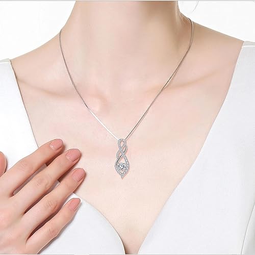Women Infinity Necklace 925 Sterling Silver Twist Birthstone Pendant with Chain Cubic Zirconia Jewelry2